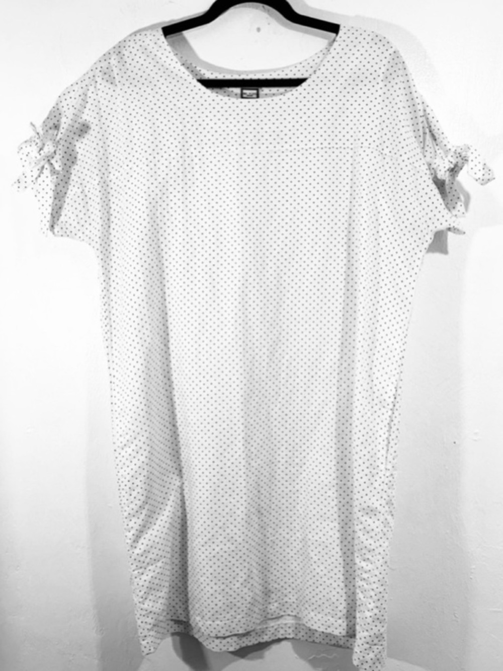 Mo :Vint x Anthropologie White Polka Dot Short Sleeve Linen Dress.Size L